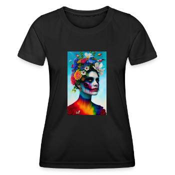 ARTWORK Flower Head Rainbow - Women's Functional T-Shirt - black - Front - AI Model Female 172 light (172cm)