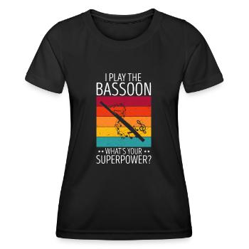 Bassoonist design for woodwind orchestra - Women's Functional T-Shirt - black - Front - AI Model Female 172 light (172cm)