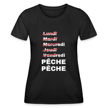 week-end pêche - T-shirt sport Femme - noir - Devant - AI Model Female 172 light (172cm)