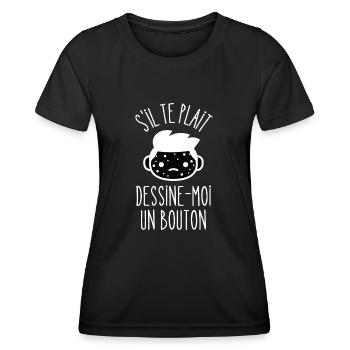 dessine-moi un bouton - T-shirt sport Femme - noir - Devant - AI Model Female 172 light (172cm)