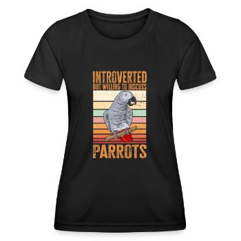 Graupapagei African Grey Parrot Papagei - Frauen Funktions-T-Shirt - Schwarz - Vorne - AI Model Female 172 light (172cm)