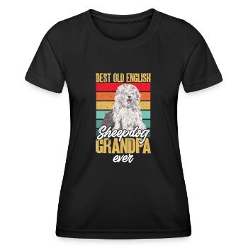 Old English Sheepdog Sheepie Bobtail - Frauen Funktions-T-Shirt - Schwarz - Vorne - AI Model Female 172 light (172cm)