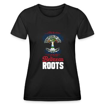 Belize Flagge Belizer - Frauen Funktions-T-Shirt - Schwarz - Vorne - AI Model Female 172 light (172cm)