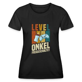 Level Onkel Freigeschaltet - Frauen Funktions-T-Shirt - Schwarz - Vorne - AI Model Female 172 light (172cm)