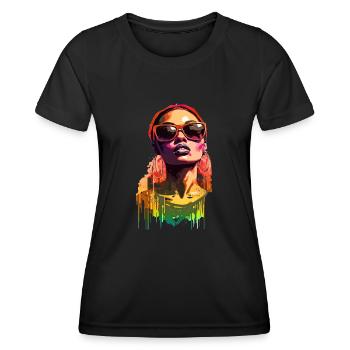 Beautiful female paint art Face colorful woman - Women's Functional T-Shirt - black - Front - AI Model Female 172 light (172cm)