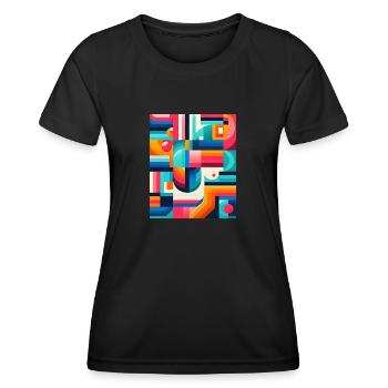 Fractal Symphony - Womens Boxy Tee Design.. Rêve - T-shirt sport Femme - noir - Devant - AI Model Female 172 light (172cm)