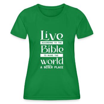 Biblische Gebote Glaube Jesus Gott - Frauen Funktions-T-Shirt - Kelly Green - Vorne - AI Model Female 172 dark (172cm)