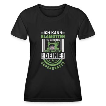 ich kann klamotten reparieren und was ist deine su - Frauen Funktions-T-Shirt - Schwarz - Vorne - AI Model Female 172 light (172cm)