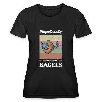 Delikatessen Israel Lachs Bagel Küche Spruch - Frauen Funktions-T-Shirt - Schwarz - Vorne - AI Model Female 172 light (172cm)