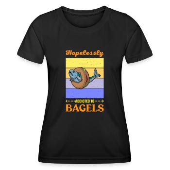 Delikatessen Israel Lachs Bagel Küche Spruch - Frauen Funktions-T-Shirt - Schwarz - Vorne - AI Model Female 172 light (172cm)