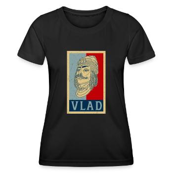 Vlad Tepes Dracula Vampir Rumänien Spruch - Frauen Funktions-T-Shirt - Schwarz - Vorne - AI Model Female 172 light (172cm)
