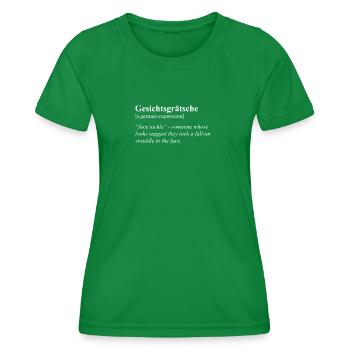Diapositive de visage Idiome allemand drôle - T-shirt sport Femme - vert - Devant - AI Model Female 172 dark (172cm)