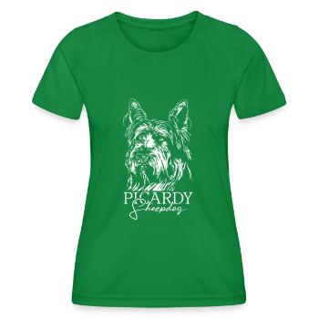 PICARDY SHEEPDOG Portrait Dogs Dog Wilsigns - Women's Functional T-Shirt - kelly green - Front - AI Model Female 172 dark (172cm)