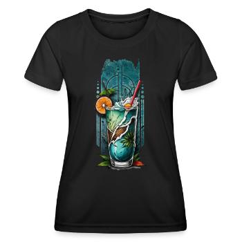 Island Delight: Tropical Cocktail Bliss - Women's Functional T-Shirt - black - Front - AI Model Female 172 light (172cm)