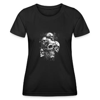 Rétro futuriste Skull Skull Design - T-shirt sport Femme - noir - Devant - AI Model Female 172 light (172cm)