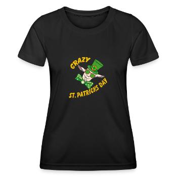 Folle Saint-Patrick Drôle Chèvre Folle - T-shirt sport Femme - noir - Devant - AI Model Female 172 light (172cm)