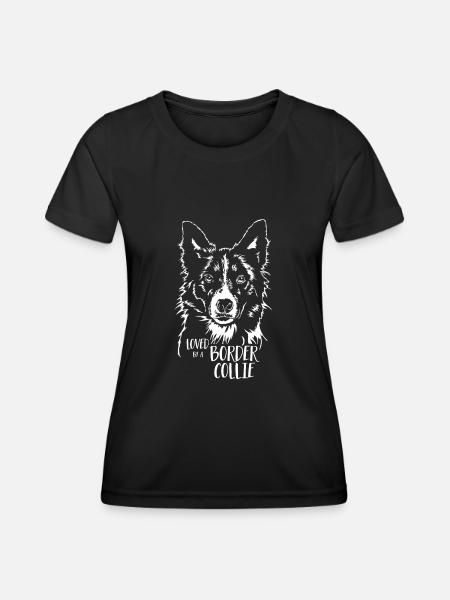 Loved by a BORDER COLLIE Hunde Hund Wilsigns - Frauen Funktions-T-Shirt - Schwarz