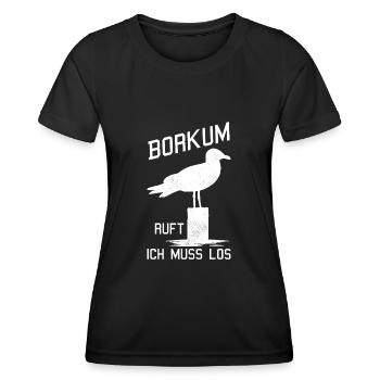 Borkum Ostfriesland Nordsee Möwe - Frauen Funktions-T-Shirt - Schwarz - Vorne - AI Model Female 172 light (172cm)