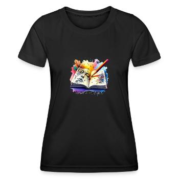 Sketching Drawing Doodling Erasing is my Cardio - Women's Functional T-Shirt - black - Front - AI Model Female 172 light (172cm)