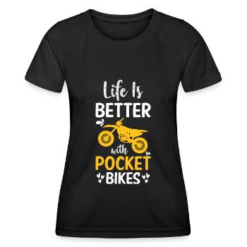 Pocketbike Bikerin Zweirad Sohn - Frauen Funktions-T-Shirt - Schwarz - Vorne - AI Model Female 172 light (172cm)