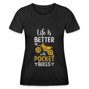 Pocketbike Zweirad Staub Geländebike - Frauen Funktions-T-Shirt - Schwarz - Vorne - AI Model Female 172 light (172cm)