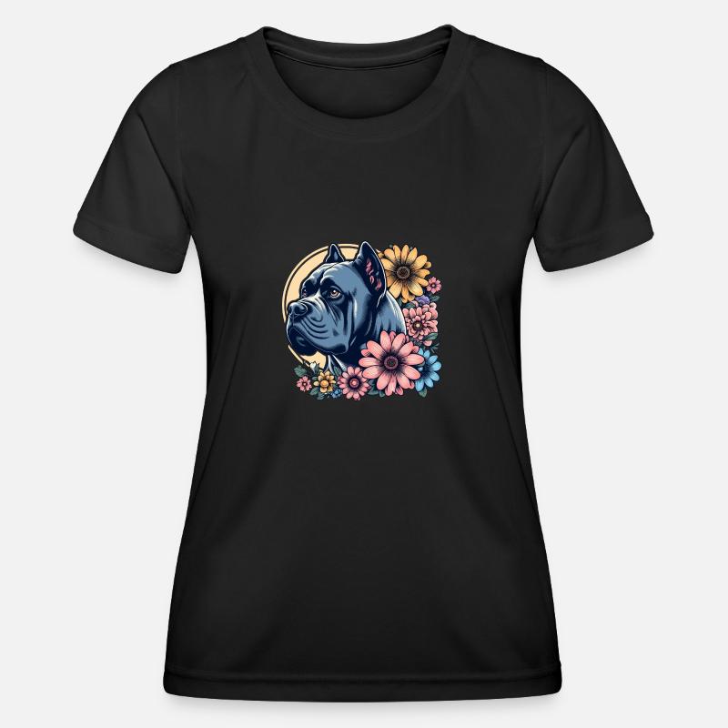 Cane Corso Retro Pastel Flowers - Women's Functional T-Shirt - black