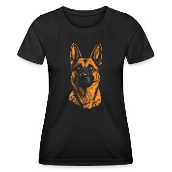 Belgian Shepherd Malinois Portrait Dogs - Women's Functional T-Shirt - black - Front - AI Model Female 172 light (172cm)