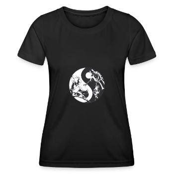 Yin und Yang-Symbol mit Shaolin Kung Fu Kämpfer - Frauen Funktions-T-Shirt - Schwarz - Vorne - AI Model Female 172 light (172cm)