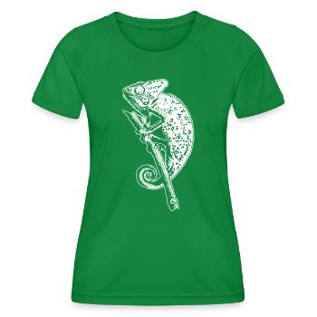 Chamäleon Eidechse Grafik Reptil Chamäleon Liebhaber - Frauen Funktions-T-Shirt - Kelly Green - Vorne - AI Model Female 172 dark (172cm)