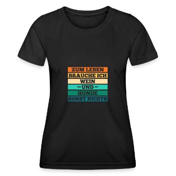 Chien Vin Chien Propriétaire Chien Propriétaire Chien Motif Hun - T-shirt sport Femme - noir - Devant - AI Model Female 172 light (172cm)