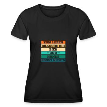Hund Bier Hundebesitzer Hundehalter Hundemotiv Hun - Frauen Funktions-T-Shirt - Schwarz - Vorne - AI Model Female 172 light (172cm)