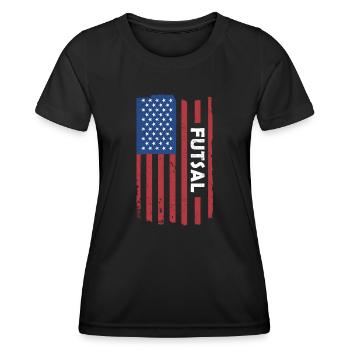 Sport Us Flag Futsal - Frauen Funktions-T-Shirt - Schwarz - Vorne - AI Model Female 172 light (172cm)