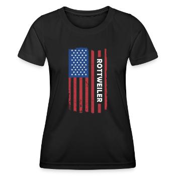 Rottweiler Us Flag - Frauen Funktions-T-Shirt - Schwarz - Vorne - AI Model Female 172 light (172cm)