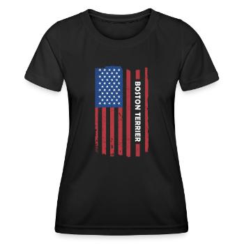 Boston Terrier Us Flag - T-shirt sport Femme - noir - Devant - AI Model Female 172 light (172cm)