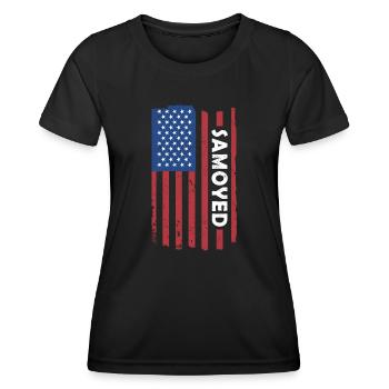 Drapeau Samoyède américain - T-shirt sport Femme - noir - Devant - AI Model Female 172 light (172cm)