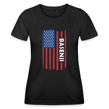 Chien Basenji Us drapeau - T-shirt sport Femme - noir - Devant - AI Model Female 172 light (172cm)