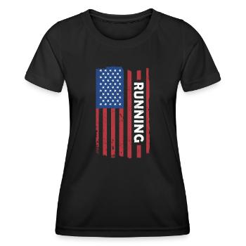 Sport Us Flag Running - Frauen Funktions-T-Shirt - Schwarz - Vorne - AI Model Female 172 light (172cm)