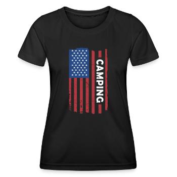 Camper Us Flag Camping - Women's Functional T-Shirt - black - Front - AI Model Female 172 light (172cm)