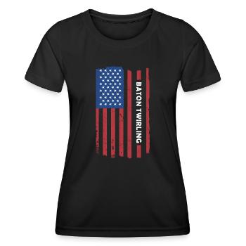 Baton Twirler Us Flag Baton Twirling - Women's Functional T-Shirt - black - Front - AI Model Female 172 light (172cm)