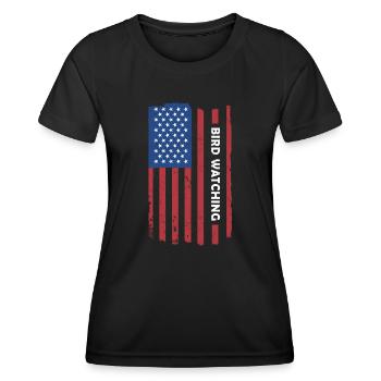 Bird Watcher Us Flag Bird Watching - Frauen Funktions-T-Shirt - Schwarz - Vorne - AI Model Female 172 light (172cm)