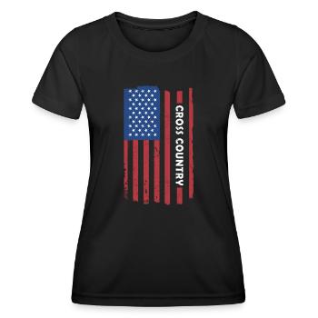 Rider Us Flag Cross Country - Women's Functional T-Shirt - black - Front - AI Model Female 172 light (172cm)