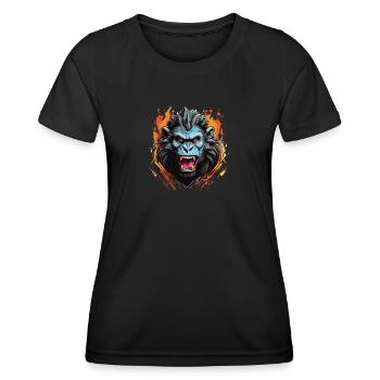 wütender Pavian mit langen Zähnen - Frauen Funktions-T-Shirt - Schwarz - Vorne - AI Model Female 172 light (172cm)