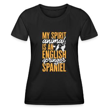 English Springer Spaniel Hund - Frauen Funktions-T-Shirt - Schwarz - Vorne - AI Model Female 172 light (172cm)