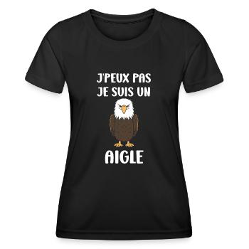 Citation humour Oiseau aigle - T-shirt sport Femme - noir - Devant - AI Model Female 172 light (172cm)