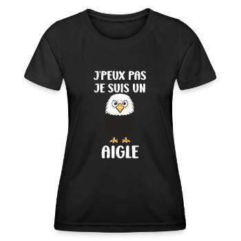 Citation humour Oiseau aigle - T-shirt sport Femme - noir - Devant - AI Model Female 172 light (172cm)