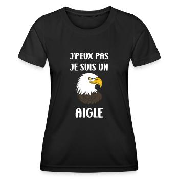 Citation humour Oiseau aigle - T-shirt sport Femme - noir - Devant - AI Model Female 172 light (172cm)