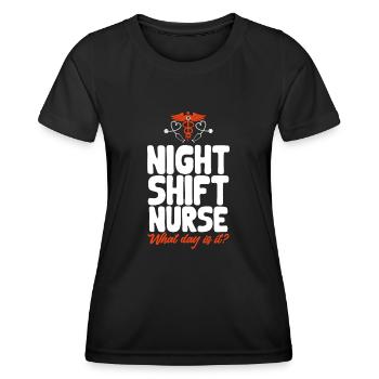 Night Shift Nurse - Women's Functional T-Shirt - black - Front - AI Model Female 172 light (172cm)