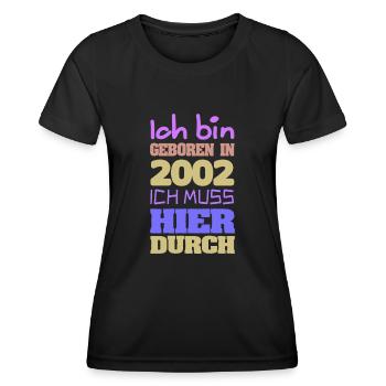 En 2002 - T-shirt sport Femme - noir - Devant - AI Model Female 172 light (172cm)