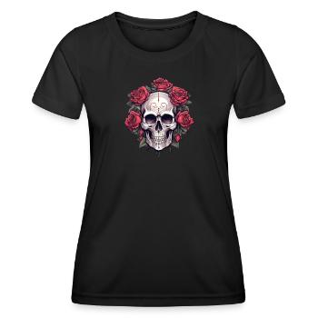 Crâne gothique et Roses Art graphique - T-shirt sport Femme - noir - Devant - AI Model Female 172 light (172cm)