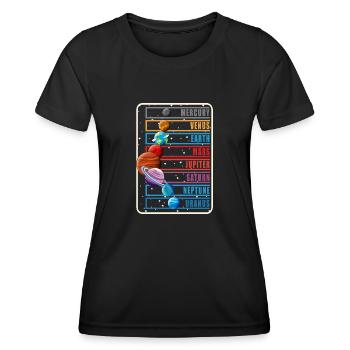 Sonnensystem Planeten Astronom Wissenschaft - Frauen Funktions-T-Shirt - Schwarz - Vorne - AI Model Female 172 light (172cm)